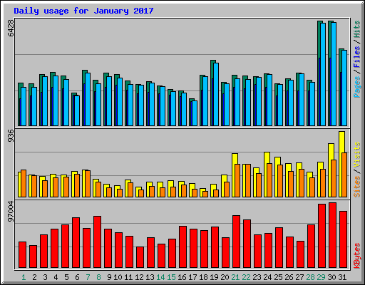 Daily usage for January 2017