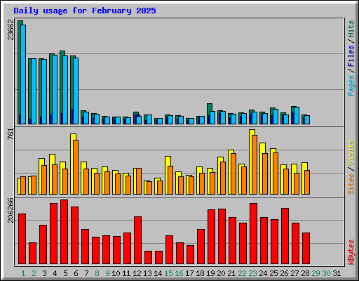 Daily usage for February 2025