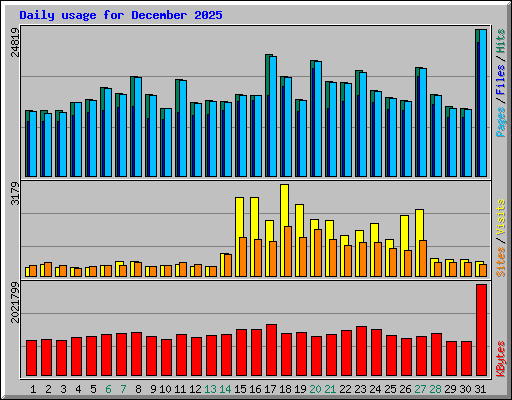 Daily usage for December 2025