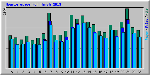 Hourly usage for March 2013