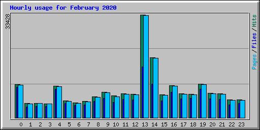 Hourly usage for February 2020